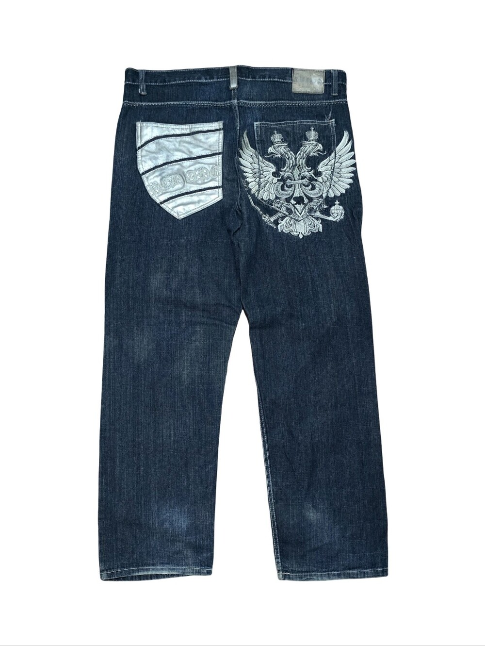 Vintage Y2K Red Ape 38x32 Denim Jeans Embroidered Eagle Blue Baggy Streetwear